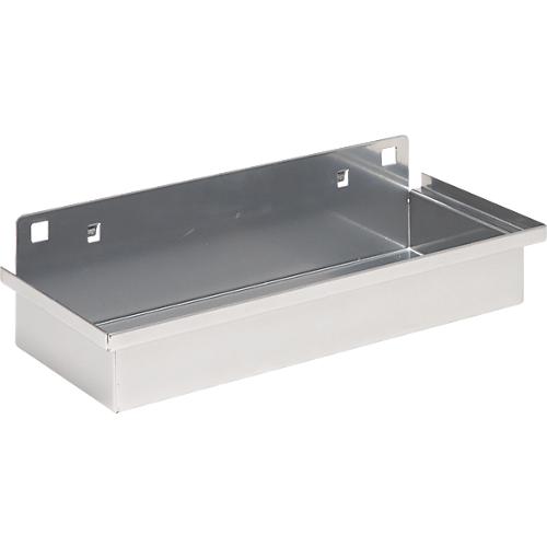 Ablageschale für FS Putzmittelschränke, Stahlblech weißaluminium RAL 9006, B 135 x T 320 x H 55 mm