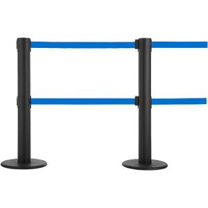 Absperrpfosten GLA 89, Doppelgurt mit jeweils Länge 9 m, 3-fach andockbar, blau Absperrpfosten GLA 89, Doppelgurt mit jeweils Länge 9 m, 3-fach andockbar, blau