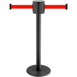 Absperrpfosten GLAD 28, L 350 x B 350 x H 1000 mm, Doppel-Gurtband, Gurtauszug 2 x 4 m, schwarz Absperrpfosten GLAD 28, L 350 x B 350 x H 1000 mm, Doppel-Gurtband, Gurtauszug 2 x 4 m, schwarz