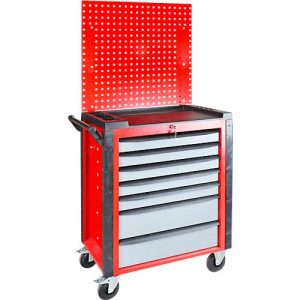 ADB Werkstattwagen HQ, mit Lochwand, 7 Schubladen, Schiebegriff, Zentralverschluss, B 750 x T 475 x H 985 mm, silbergrau RAL 7001 ADB Werkstattwagen HQ, mit Lochwand, 7 Schubladen, Schiebegriff, Zentralverschluss, B 750 x T 475 x H 985 mm, silbergrau RAL 7001