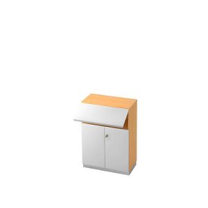 Aktenschrank mit Sicherheitsklappe, 3 OH, B 800 x T 420 mm, Buche-Dekor/silber Aktenschrank mit Sicherheitsklappe, 3 OH, B 800 x T 420 mm, Buche-Dekor/silber