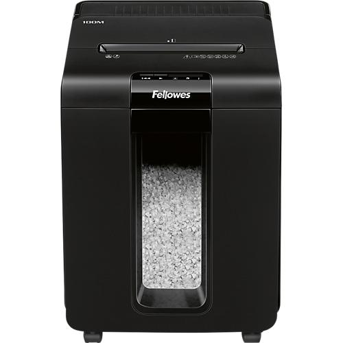 Aktenvernichter Fellowes® AutoMax 100M, Vollautomatik, Mini-Partikelschnitt 4 x 10 mm, P-4, 23 l, 9-100 Blatt Schnittleistung, schwarz