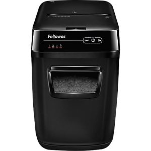 Aktenvernichter Fellowes® AutoMax™ 150C, Vollautomatik, Partikelschnitt 4 x 38 mm, P-4, 32 l, 150 Blatt Schnittleistung, Sicherheitsstopp, schwarz Aktenvernichter Fellowes® AutoMax™ 150C, Vollautomatik, Partikelschnitt 4 x 38 mm, P-4, 32 l, 150 Blatt Schnittleistung, Sicherheitsstopp, schwarz