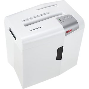 Aktenvernichter HSM shredstar X5, Sicherheitsstufe 4, Partikelschnitt 4,5 x 30 mm, 5 Blatt, weiß-silber Aktenvernichter HSM shredstar X5, Sicherheitsstufe 4, Partikelschnitt 4,5 x 30 mm, 5 Blatt, weiß-silber