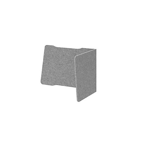 Akustik-Trennwand, für Schreibtische, L-Form, Schallabsorberklasse C, Kabelführung, B 955/880 x T 650 x H 600 mm, Vlies, grau-meliert
