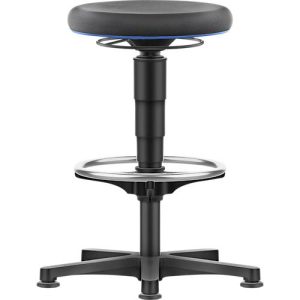 Allround Hocker Bimos, sitzhöhenverstellbar 560-810 mm, mit Gleiter & Fußring, Supertec-Bezug, schnitt- & rutschfest, mit Mikropanzerung, Farbring blau Allround Hocker Bimos, sitzhöhenverstellbar 560-810 mm, mit Gleiter & Fußring, Supertec-Bezug, schnitt- & rutschfest, mit Mikropanzerung, Farbring blau