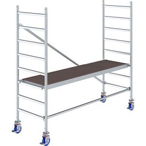 Alu-Fahrgerüst KRAUSE Serie 10, 200 kg/m², TÜV-geprüft, höhenverstellbare Rollen, L 2500 x B 750 x H 3000 mm Alu-Fahrgerüst KRAUSE Serie 10, 200 kg/m², TÜV-geprüft, höhenverstellbare Rollen, L 2500 x B 750 x H 3000 mm