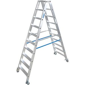 Alu-Stufendoppelleiter mit Rollen, 2 x 10 Stufen Alu-Stufendoppelleiter mit Rollen, 2 x 10 Stufen