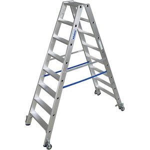 Alu-Stufendoppelleiter mit Rollen, 2 x 8 Stufen Alu-Stufendoppelleiter mit Rollen, 2 x 8 Stufen