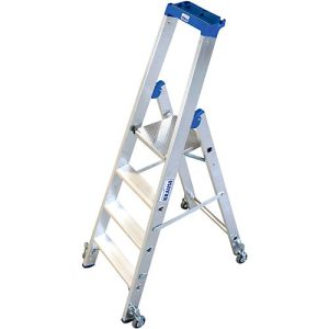 Alu-Stufenstehleiter, fahrbar, 4 Stufen Alu-Stufenstehleiter, fahrbar, 4 Stufen