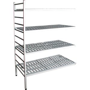 Aluminium-Steckregal, Anbaufeld, mit 4 Kunststoff-Rost-Fachböden, H 1800 x B 1000 x T 600 mm Aluminium-Steckregal, Anbaufeld, mit 4 Kunststoff-Rost-Fachböden, H 1800 x B 1000 x T 600 mm