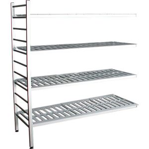 Aluminium-Steckregal, Anbaufeld, mit 4 Kunststoff-Rost-Fachböden, H 1800 x B 1200 x T 400 mm Aluminium-Steckregal, Anbaufeld, mit 4 Kunststoff-Rost-Fachböden, H 1800 x B 1200 x T 400 mm