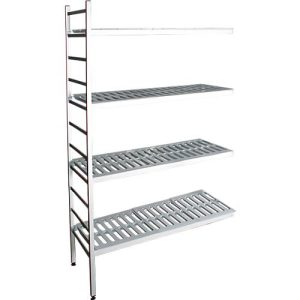 Aluminium-Steckregal, Anbaufeld, mit 4 Kunststoff-Rost-Fachböden, H 1800 x B 800 x B 400 mm Aluminium-Steckregal, Anbaufeld, mit 4 Kunststoff-Rost-Fachböden, H 1800 x B 800 x B 400 mm