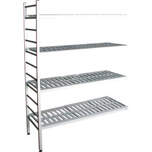 Aluminium-Steckregal, Anbaufeld, mit 4 Kunststoff-Rost-Fachböden, H 1950 x B 1200 x T 400 mm Aluminium-Steckregal, Anbaufeld, mit 4 Kunststoff-Rost-Fachböden, H 1950 x B 1200 x T 400 mm