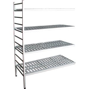 Aluminium-Steckregal, Anbaufeld, mit 4 Kunststoff-Rost-Fachböden, H 1950 x B 1200 x T 500 mm Aluminium-Steckregal, Anbaufeld, mit 4 Kunststoff-Rost-Fachböden, H 1950 x B 1200 x T 500 mm