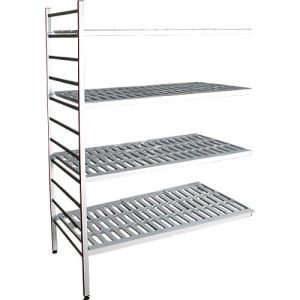 Aluminium-Steckregal, Anbaufeld, mit 4 Kunststoff-Rost-Fachböden, H 1950 x B 1200 x T 600 mm Aluminium-Steckregal, Anbaufeld, mit 4 Kunststoff-Rost-Fachböden, H 1950 x B 1200 x T 600 mm