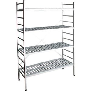 Aluminium-Steckregal, Grundfeld, mit 4 Kunststoff-Rost-Fachböden, H 1950 x B 1000 x T 400 mm Aluminium-Steckregal, Grundfeld, mit 4 Kunststoff-Rost-Fachböden, H 1950 x B 1000 x T 400 mm