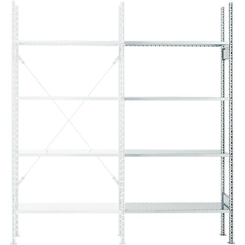 Anbauregal, 4 Böden, H 2278 x B 1055 x T 300 mm, verzinkt