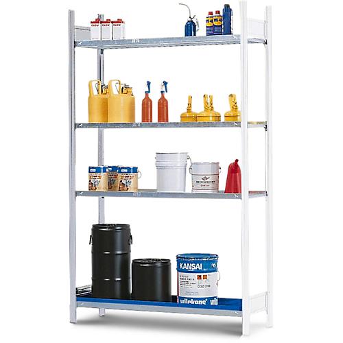 Anbauregal REG 1344 für Gefahrstoffregal asecos REG 1344, B 1310 x T 440 x H 2000 mm, mit 25 l Auffangwanne und 3 Stahl-Gitterostböden