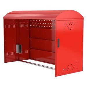 Anbausatz mit Seitenwand für Fahhradgarage BikeBox 1 B mit Bogendach, verkehrsrot RAL 3020 Anbausatz mit Seitenwand für Fahhradgarage BikeBox 1 B mit Bogendach, verkehrsrot RAL 3020