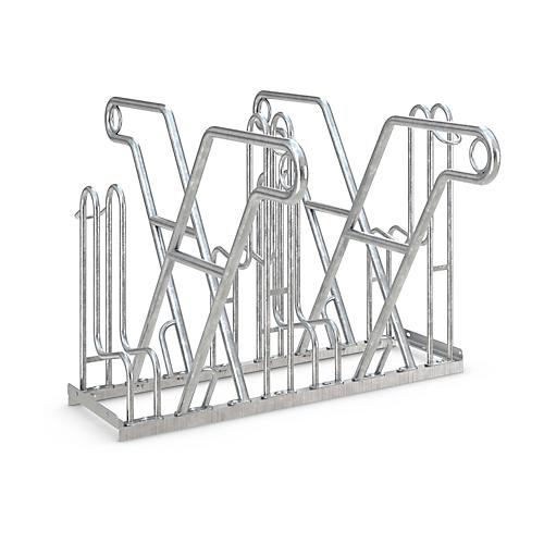Anlehnparker WSM, 2-seitig, für Reifen bis B 55 mm, B 1080 x T 390 x H 800 mm, Stahl verzinkt, 4 Einstellplätze