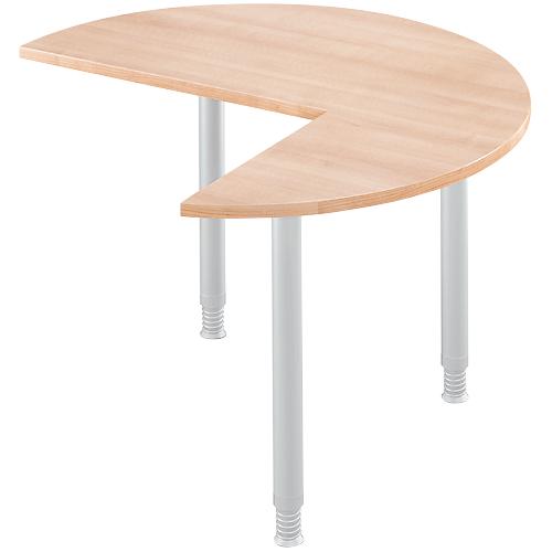 Ansatztisch, 3/4 Kreis, Ø 1200 mm, Ansatz rechts/links, Kirsche Romana/weißalu