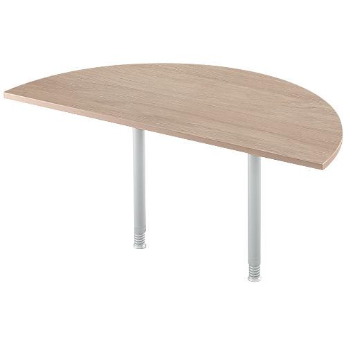 Ansatztisch, Halbkreis, Ø 1600 mm, Eiche/weißalu