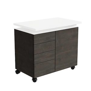 Anstellcontainer SOLUS PLAY, 4 Schübe, 1 Flügeltür, B 800 x T 500 x H 720 – 1080 mm, Mooreiche Anstellcontainer SOLUS PLAY, 4 Schübe, 1 Flügeltür, B 800 x T 500 x H 720 – 1080 mm, Mooreiche