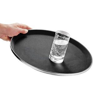 Antirutsch-Tablett Esmeyer® TENNESSEE, rund, ø 355 mm, stapelbar, Fiberglas & Gummioberfläche, schwarz Antirutsch-Tablett Esmeyer® TENNESSEE, rund, ø 355 mm, stapelbar, Fiberglas & Gummioberfläche, schwarz