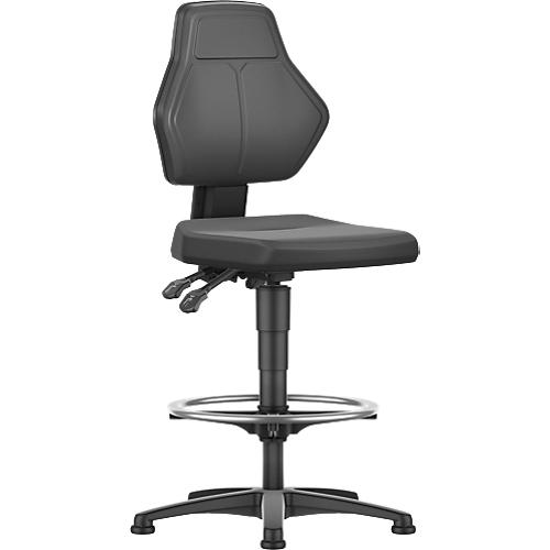 Arbeitsdrehstuhl Allrounder, o. Armlehnen, Permanentkontakt, m. Gleitern, PU-Polster, schwarz