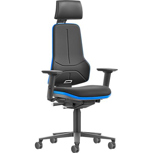 Arbeitsdrehstuhl bimos Neon XXL 9576, bis 180 kg, mit Kopfstütze & Armlehnen, Synchronmechanik, Stoffpolster, schwarz-blau