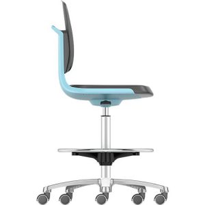 Arbeitsdrehstuhl Labsit hoch, Integralschaum, Sitz-Stopp-Rollen, B 450 x T 420 x H 560 – 810 mm, blau Arbeitsdrehstuhl Labsit hoch, Integralschaum, Sitz-Stopp-Rollen, B 450 x T 420 x H 560 – 810 mm, blau