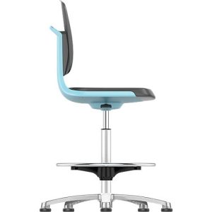 Arbeitsdrehstuhl Labsit hoch, Kunstleder, Gleiter, B 450 x T 420 x H 520 – 770 mm, blau Arbeitsdrehstuhl Labsit hoch, Kunstleder, Gleiter, B 450 x T 420 x H 520 – 770 mm, blau