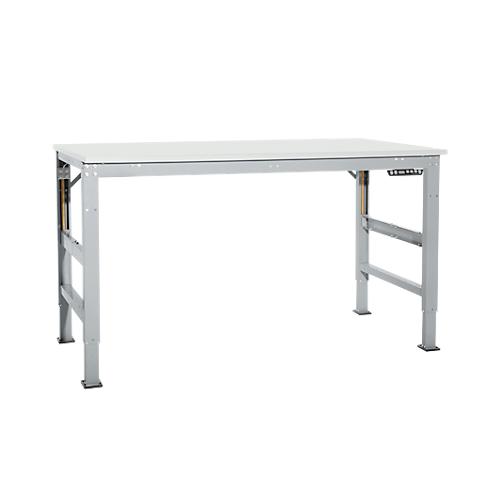 Arbeitstisch Ergo, Elektro-Hydraulik, Platte Kunststoff, 2000 x 800 mm, alusilber