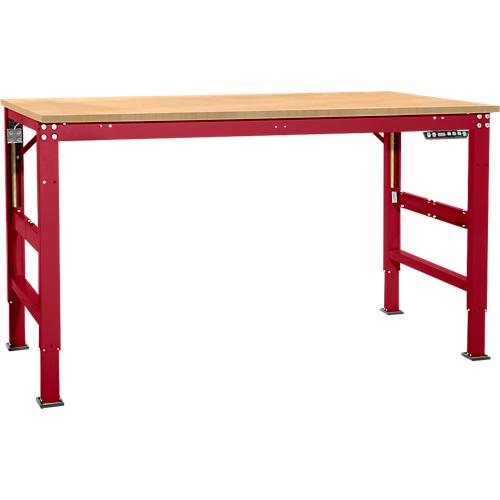 Arbeitstisch Ergo, Elektro-Hydraulik, Platte Multiplex , 1000 x 800 mm, rubinrot