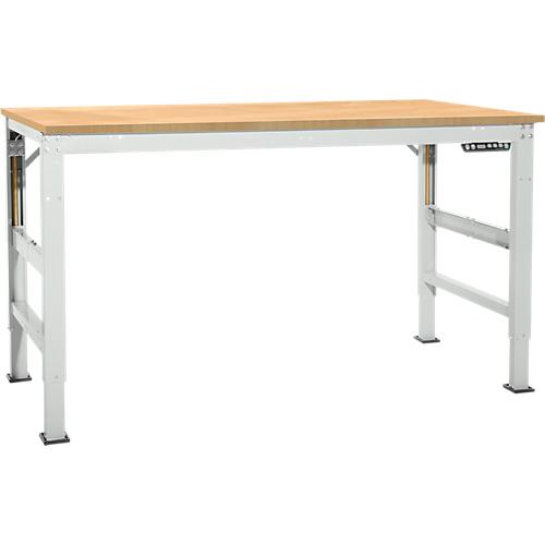 Arbeitstisch Ergo, Elektro-Hydraulik, Platte Multiplex, 2500 x 800 mm, lichtgrau