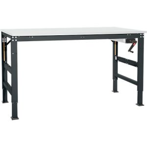Arbeitstisch Ergo K, m. Kurbel, 2500 x 800 mm, Tischplatte Kunststoff, anthrazit Arbeitstisch Ergo K, m. Kurbel, 2500 x 800 mm, Tischplatte Kunststoff, anthrazit