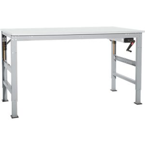 Arbeitstisch Ergo K, m. Kurbel, 2500 x 800 mm, Tischplatte Melamin, alusilber Arbeitstisch Ergo K, m. Kurbel, 2500 x 800 mm, Tischplatte Melamin, alusilber