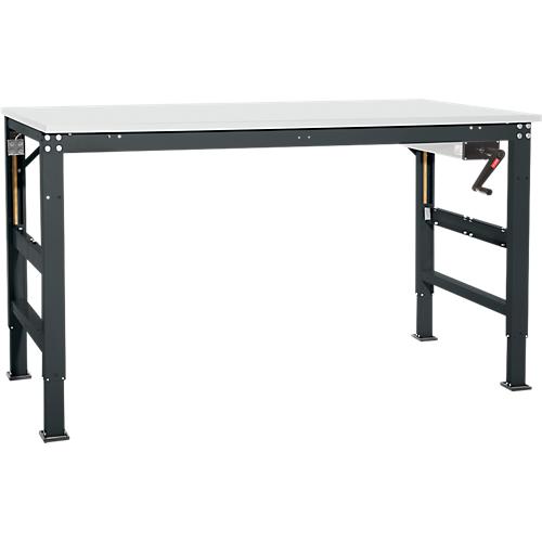 Arbeitstisch Ergo K, m. Kurbel, 2500 x 800 mm, Tischplatte PVC Dekor, anthrazit