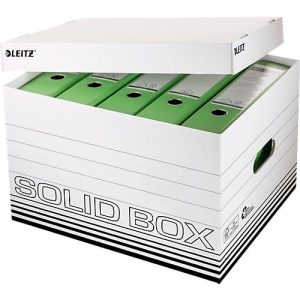 Archivbox Leitz Solid Box L 6119, mit Deckel & Aufbau-Automatik, 10 Stück, weiß Archivbox Leitz Solid Box L 6119, mit Deckel & Aufbau-Automatik, 10 Stück, weiß