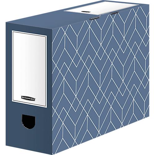 Archivschachtel BANKERS BOX® Décor, FSC®-zertifizierter Karton ,B 100 x T 345 x H 253 mm, für DIN A4 Formate, schieferblau, 5 Stück