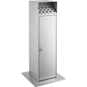 Ascher-Standsäule, Volumen 23 l, abschließbar, inkl. 1 Schlüssel, B 380 x T 380 x H 880 mm, Edelstahl Ascher-Standsäule, Volumen 23 l, abschließbar, inkl. 1 Schlüssel, B 380 x T 380 x H 880 mm, Edelstahl