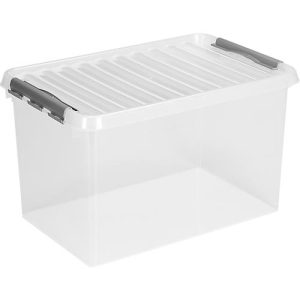 Aufbewahrungsbox Sunware Q-LINE, Verschlussclips, transparent, stapelbar, 62L, L 600 x B 400 x H 420 mm, grau Aufbewahrungsbox Sunware Q-LINE, Verschlussclips, transparent, stapelbar, 62L, L 600 x B 400 x H 420 mm, grau