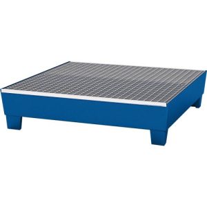 Auffangwanne ASECOS, Stahl, mit Gitterrost u. Staplerschuhen, 200 l Auffangvolumen, B 1210 x T 1240 x H 285 mm, lackiert Auffangwanne ASECOS, Stahl, mit Gitterrost u. Staplerschuhen, 200 l Auffangvolumen, B 1210 x T 1240 x H 285 mm, lackiert