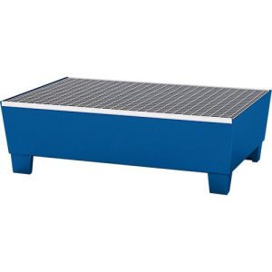 Auffangwanne ASECOS, Stahl, mit Gitterrost u. Staplerschuhen, 200 l Auffangvolumen, B 815 x T 1235 x H 350 mm, lackiert Auffangwanne ASECOS, Stahl, mit Gitterrost u. Staplerschuhen, 200 l Auffangvolumen, B 815 x T 1235 x H 350 mm, lackiert
