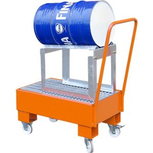 Auffangwanne, Typ AW60-1 SRF, fahrbar, orange RAL2000 Auffangwanne, Typ AW60-1 SRF, fahrbar, orange RAL2000