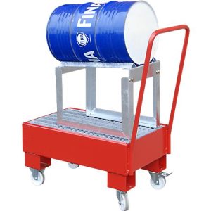 Auffangwanne, Typ AW60-1 SRF, fahrbar, rot RAL3000 Auffangwanne, Typ AW60-1 SRF, fahrbar, rot RAL3000