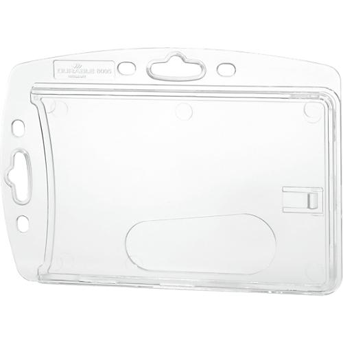 Ausweishalter Durable HARTBOX, für 1 Karte im Hoch-/Querformat, Daumenstanzung, Befestigungslaschen, B 101 x H 71 mm, Polystyrol, transparent, 10 Stück