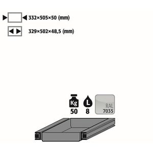 Auszugswanne Entsorgung für asecos Sicherheitsschränke der Q30, Q90, S90, K90 Serie, Stahlblech, lichtgrau, B 332 x T 505 x H 50 mm, 7,5 l, bis 50 kg Auszugswanne Entsorgung für asecos Sicherheitsschränke der Q30, Q90, S90, K90 Serie, Stahlblech, lichtgrau, B 332 x T 505 x H 50 mm, 7,5 l, bis 50 kg