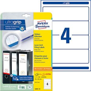 Avery Zweckform L6061, ultragrip, 25 Ordner-Etiketten, 59 x 192 mm Avery Zweckform L6061, ultragrip, 25 Ordner-Etiketten, 59 x 192 mm